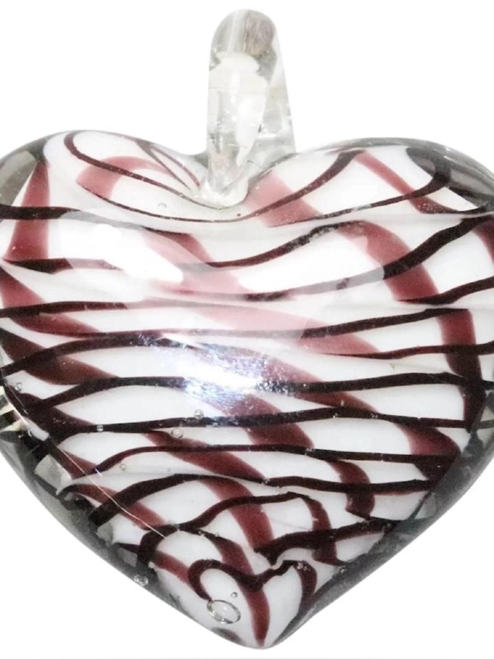 Vintage Murano Glass White Heart Pendan